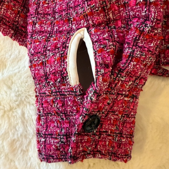 Rachel Zoe Pink Tweed Bouclé Cropped Zip Jacket Blazer S - Picture 7 of 13
